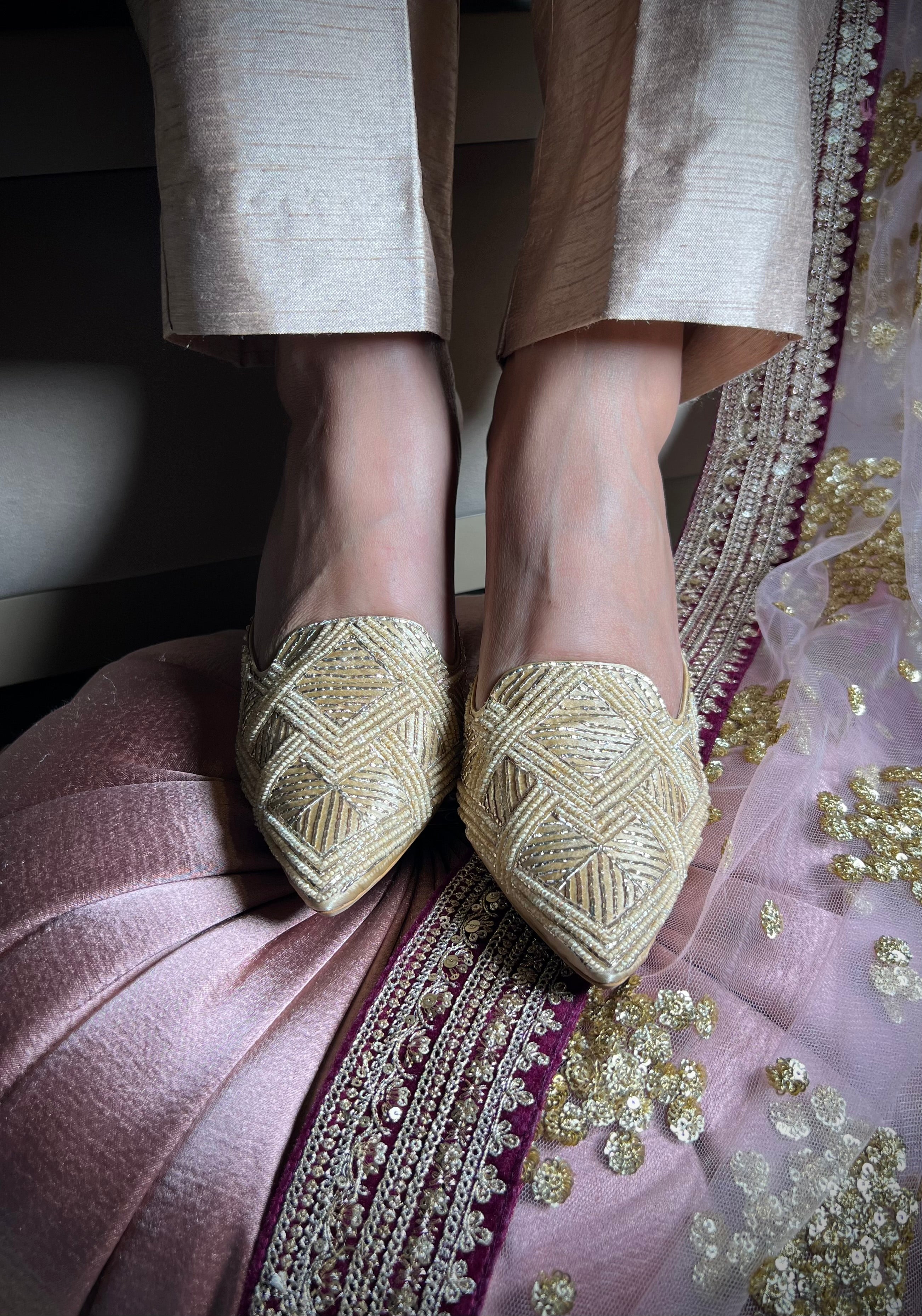 Golden Grace Block Heels