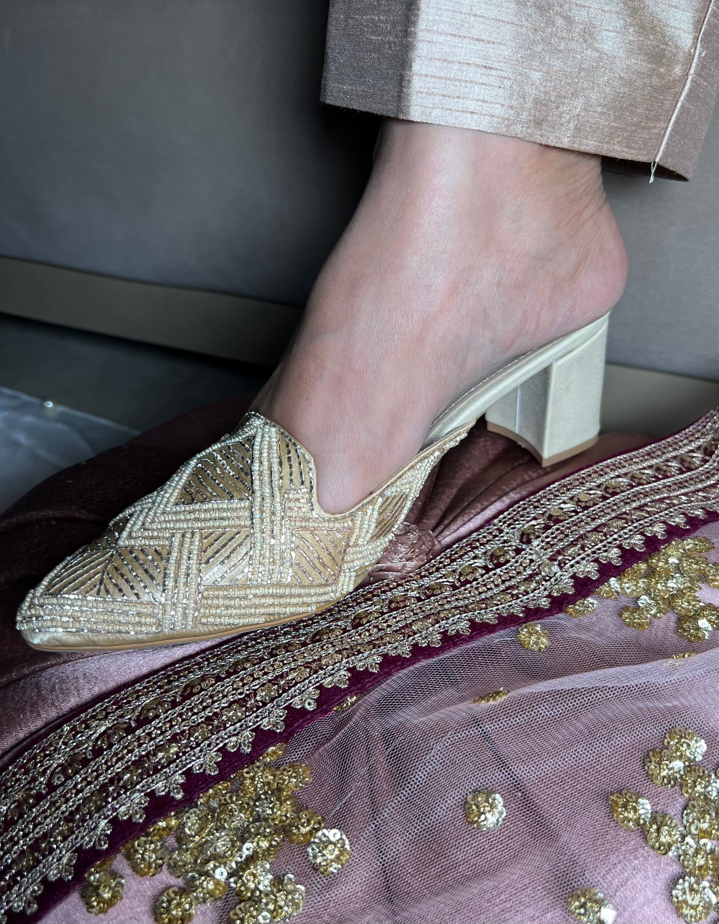 Golden Grace Block Heels