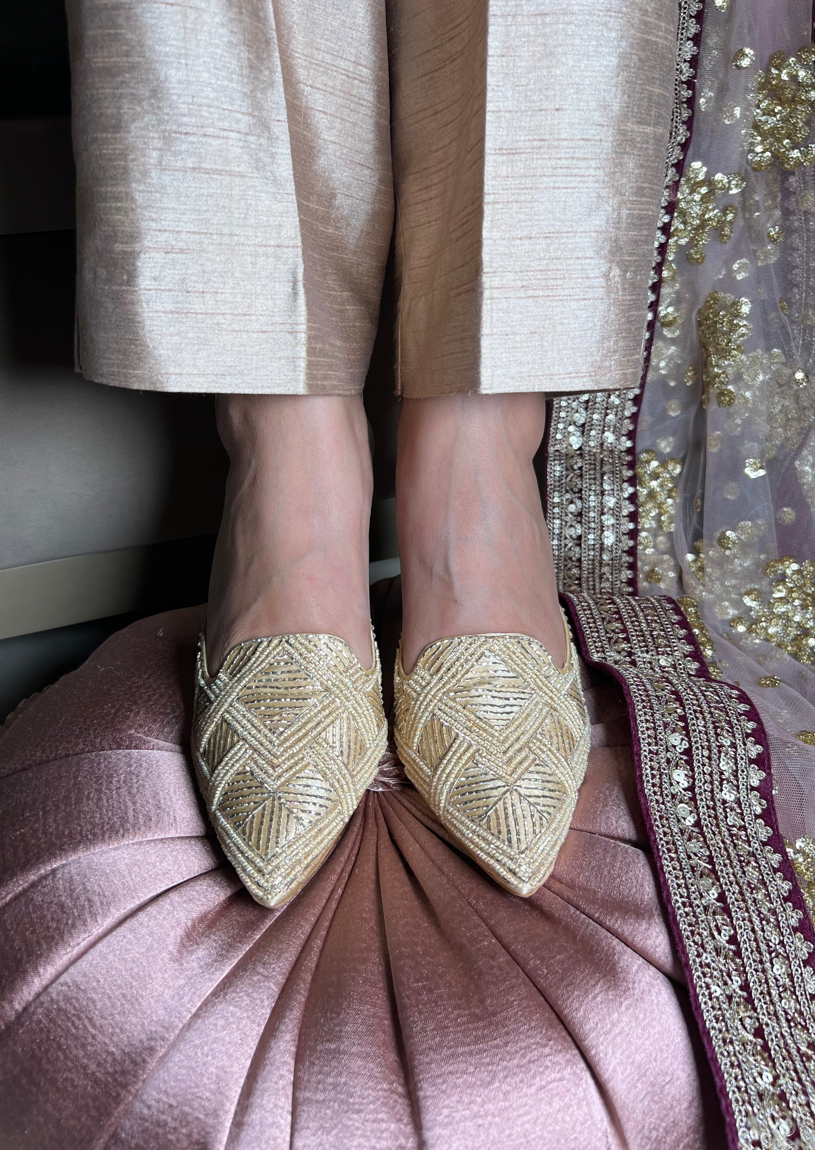 Golden Grace Block Heels